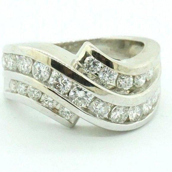 Estate Sale 14K White Gold Diamond Cluster Ring Size 6 2.20 TCW F G SI1 - Picture 2 of 4